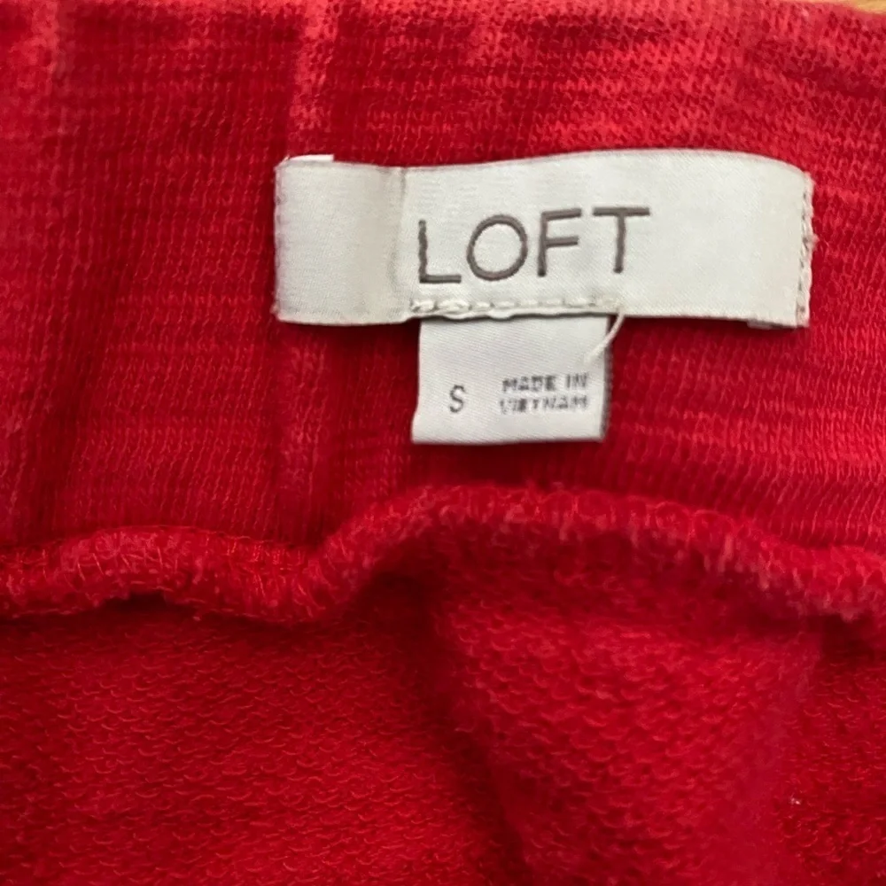 LOFT Womens Knit Mini Skirt Size Small Red Elastic Tie Waist Pockets Cotton